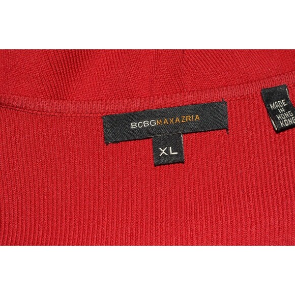 BCBG Max Azria Women’s Red Knit Dress Long Sleeve Belted Waist XL - Picture 4 of 5